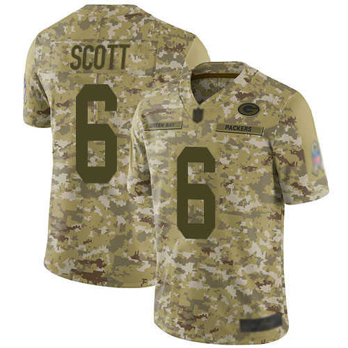 Green Bay Packers Limited Camo Men #6 Scott J K Jersey Nike NFL 2018 Salute to Service->nfl t-shirts->Sports Accessory